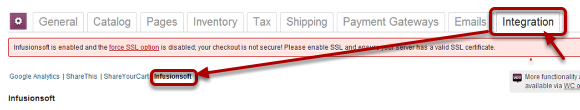 2. Go to 'Integration' Tab and click 'Infusionsoft'