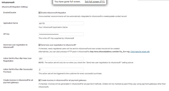 3. Configure InfusedWoo Pro Integration settings