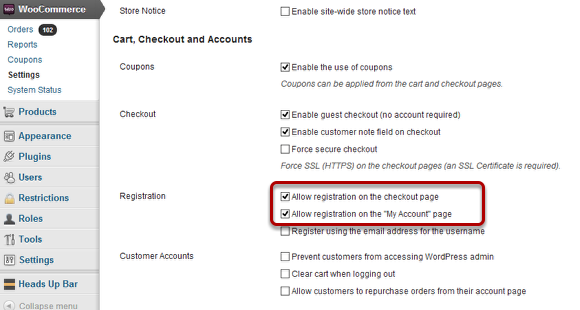 Allow User Registrations in the My Accounts Page