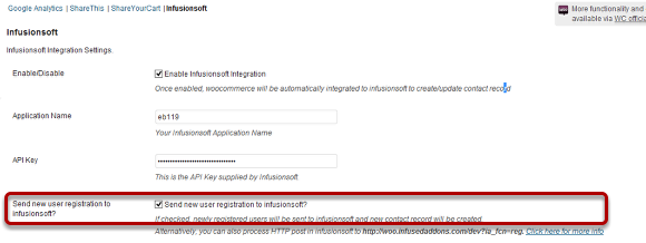 Turn on "Send new user registration to infusionsoft" in InfusedWoo Integration Settings