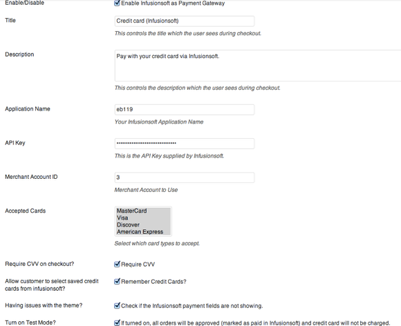 Enabling Infusionsoft as Payment Gateway